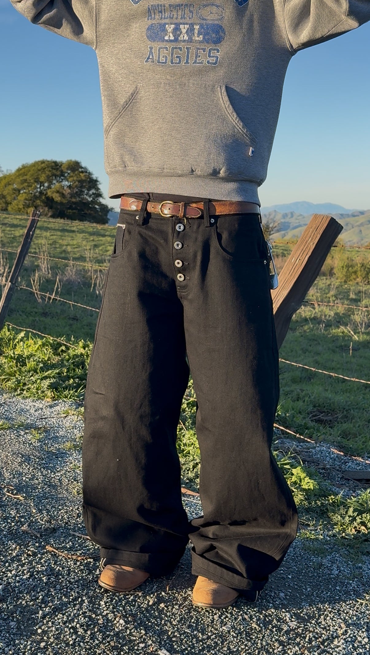 Jet Black Bat Raw Selvedge Denim (Premade)